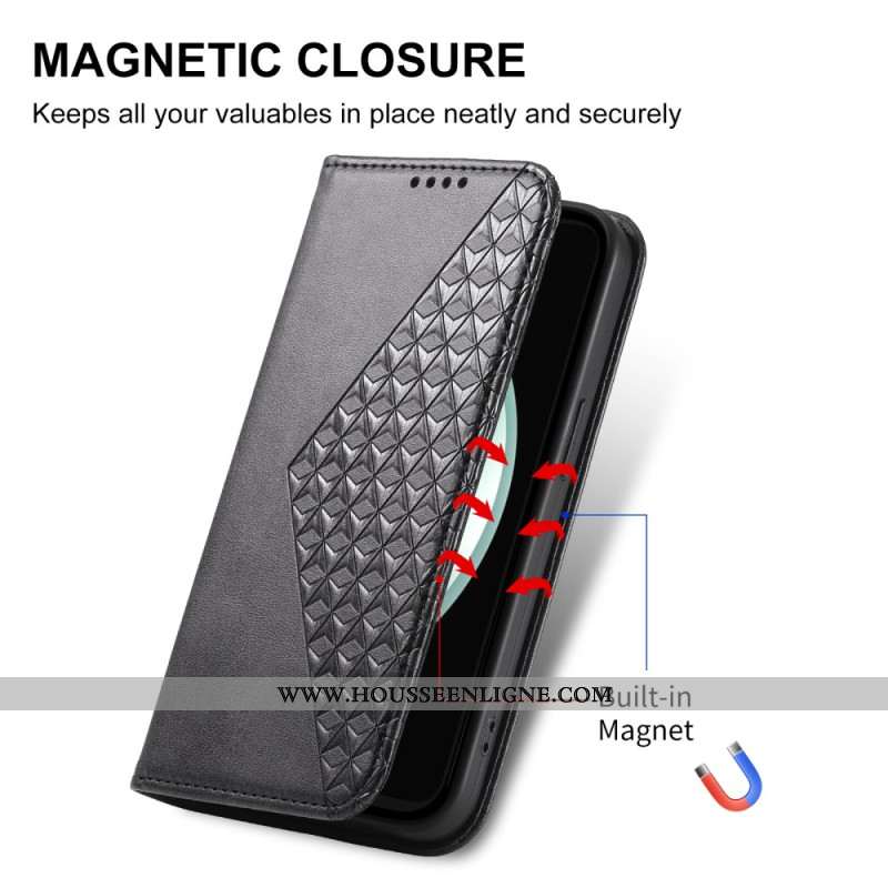 Flip Cover Samsung Galaxy S25 FE Frise Losanges à Lanière