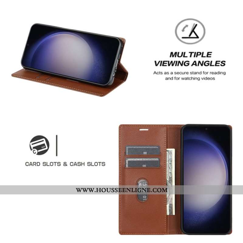 Flip Cover Samsung Galaxy S25 Plus 5G Effet Cuir