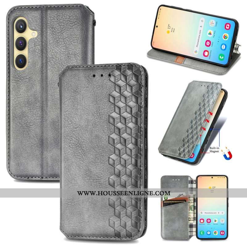 Flip Cover Samsung Galaxy S25 Plus 5G Effet Daim Frise