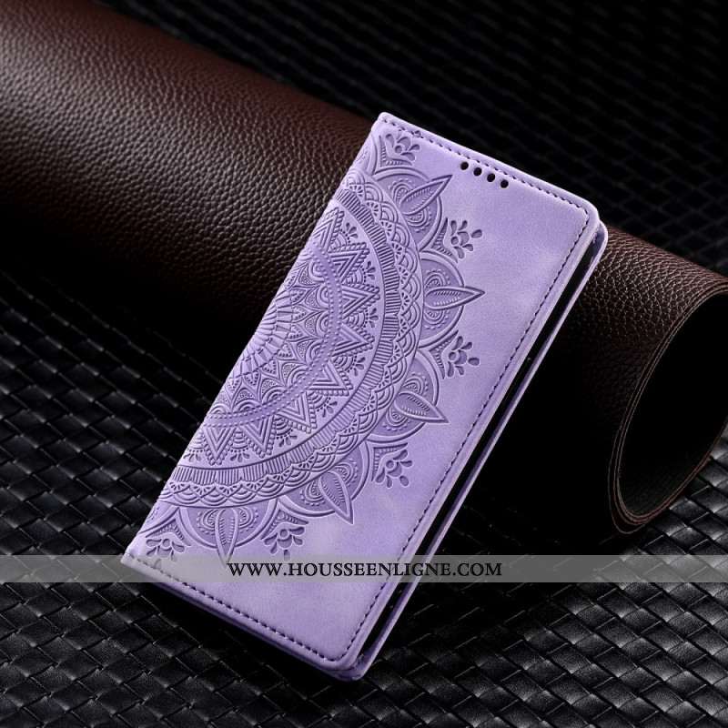 Flip Cover Samsung Galaxy S25 Plus 5G Effet Daim Mandala
