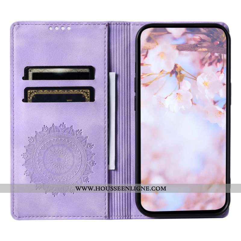 Flip Cover Samsung Galaxy S25 Plus 5G Effet Daim Mandala