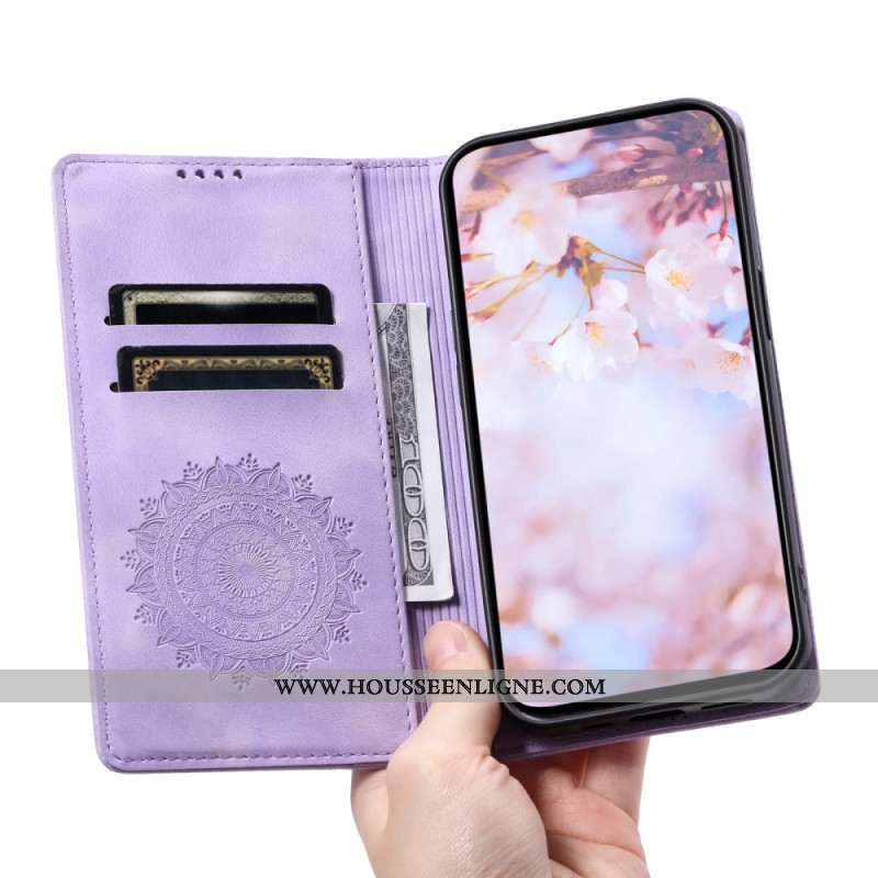 Flip Cover Samsung Galaxy S25 Plus 5G Effet Daim Mandala