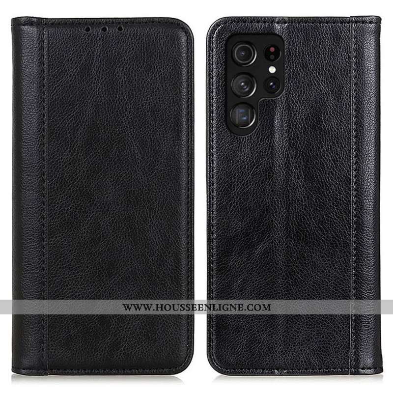 Flip Cover Samsung Galaxy S25 Ultra 5G Cuir Fendu LItchi