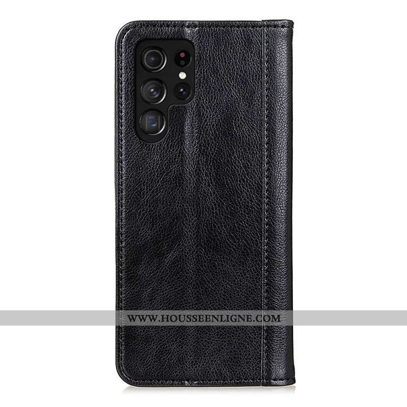 Flip Cover Samsung Galaxy S25 Ultra 5G Cuir Fendu LItchi