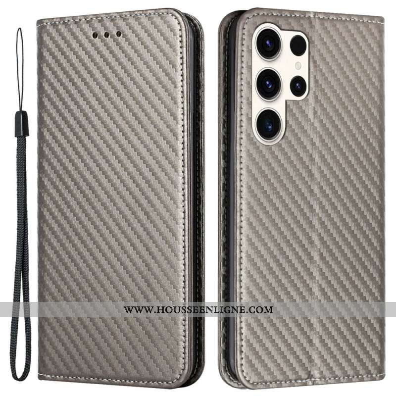 Flip Cover Samsung Galaxy S25 Ultra 5G Fibre Carbone à Lnaière