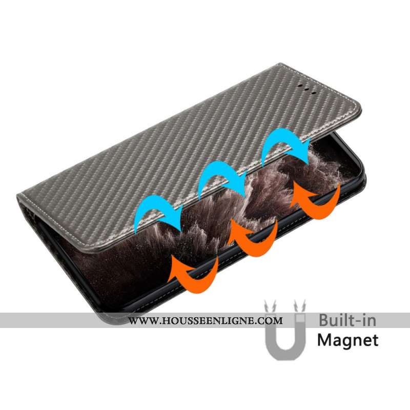 Flip Cover Samsung Galaxy S25 Ultra 5G Fibre Carbone à Lnaière