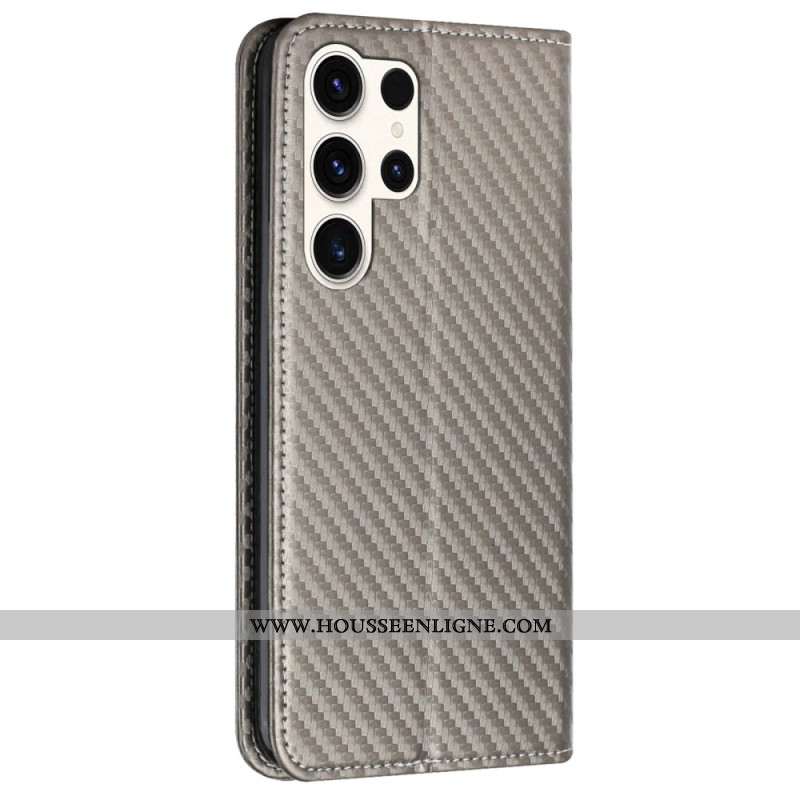 Flip Cover Samsung Galaxy S25 Ultra 5G Fibre Carbone à Lnaière