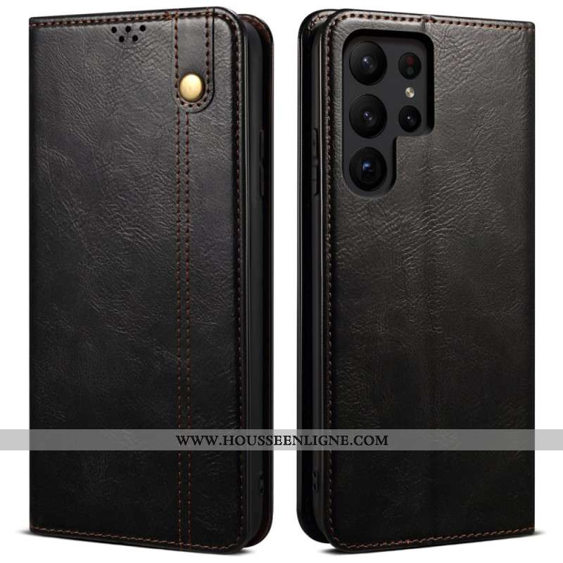 Flip Cover Samsung Galaxy S25 Ultra 5G Simili Cuir Ciré