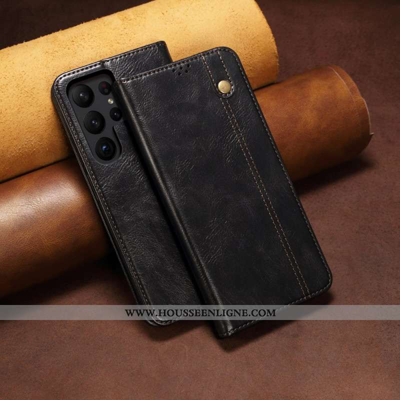 Flip Cover Samsung Galaxy S25 Ultra 5G Simili Cuir Ciré