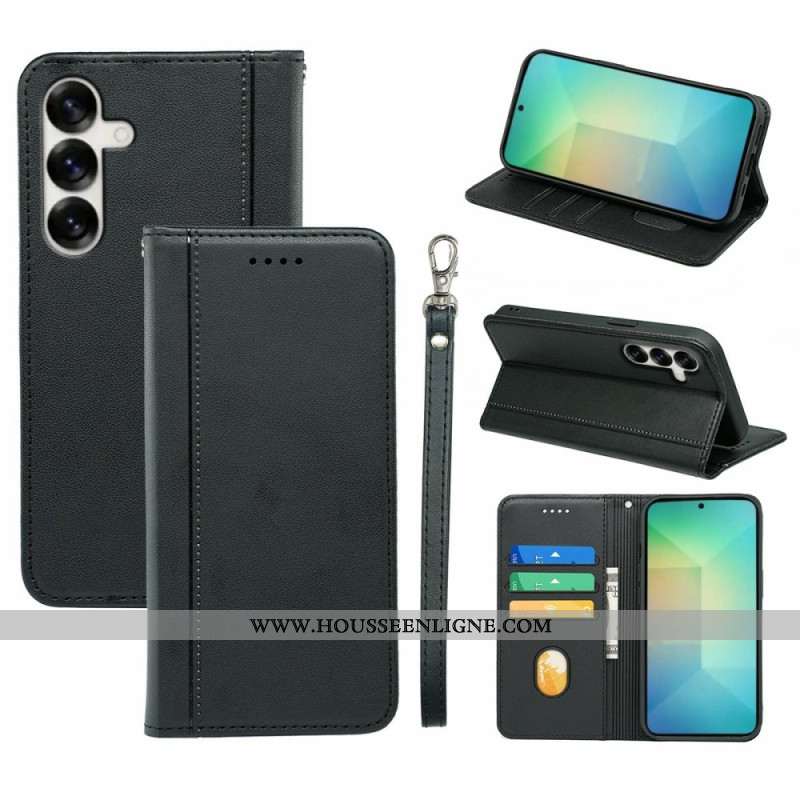 Flip Cover Samsung Galaxy S26 Liseré à Lanière