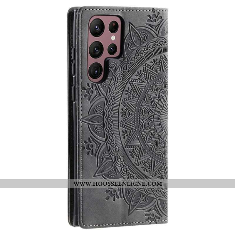 Flip Cover Samsung Galaxy S26 Ultra Effet Daim Mandala
