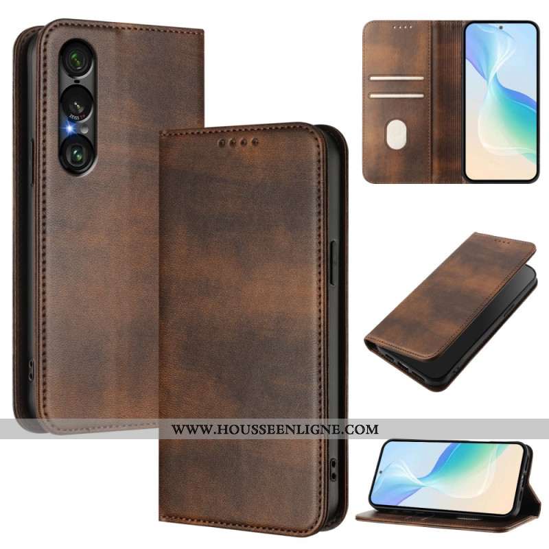 Flip Cover Sony Xperia 1 VII Protection RFID Design Rétro