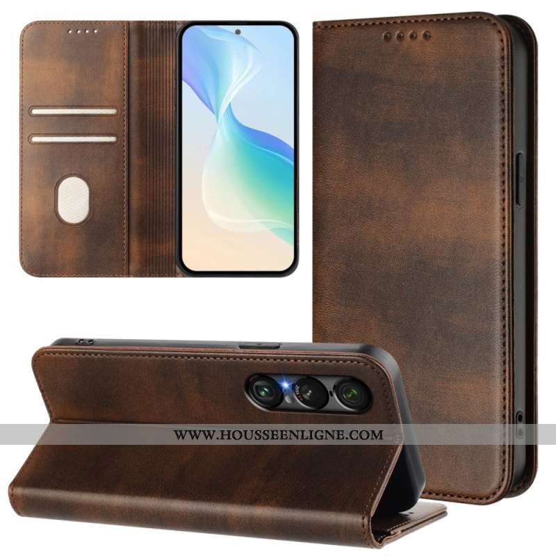 Flip Cover Sony Xperia 1 VII Protection RFID Design Rétro