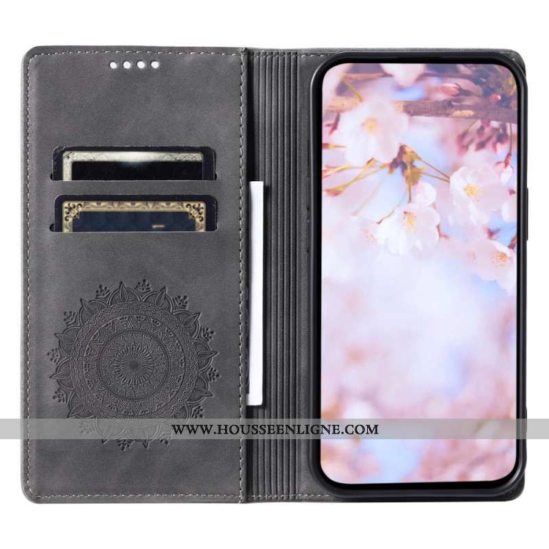 Flip Cover Xiaomi 15 Pro Effet Daim Motif Mandala