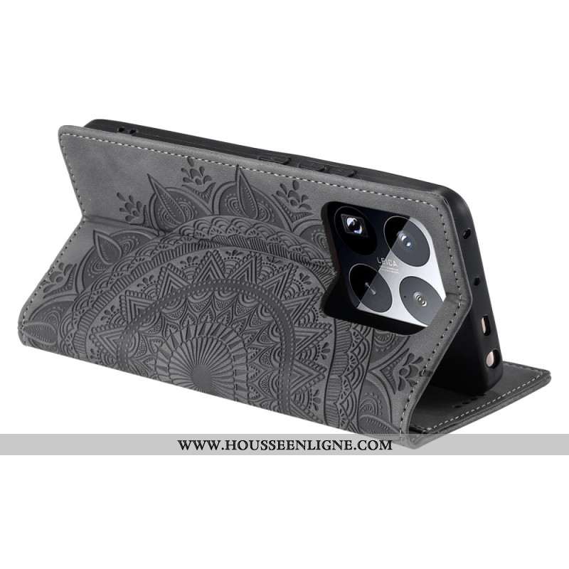 Flip Cover Xiaomi 15 Pro Effet Daim Motif Mandala