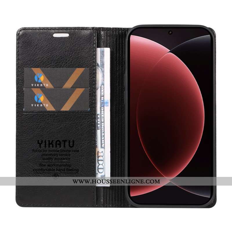 Flip Cover Xiaomi 15 Ultra Simili Cuir Litchi YIKATU