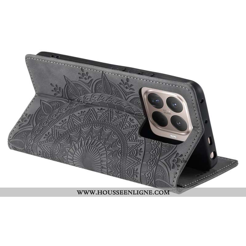 Flip Cover Xiaomi 15T Pro Effet Daim Mandala