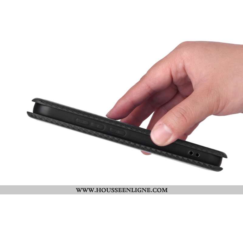 Flip Cover Xiaomi 17 Texture Fibre de Carbone