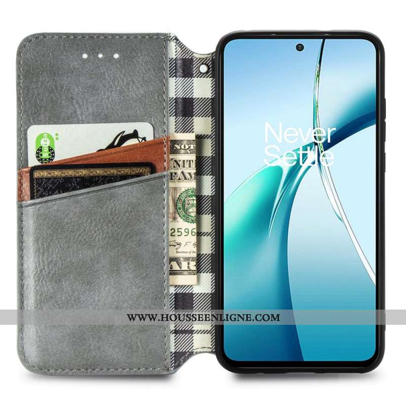 Flip Cover Xiaomi Redmi Note 14 4G Effet Cuir Vintage avec motif Losanges