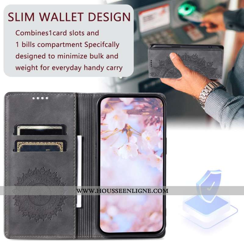 Flip Cover Xiaomi Redmi Note 14 5G Effet Daim Mandala