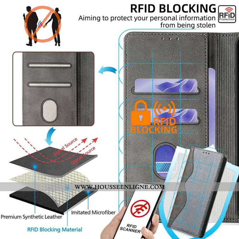 Flip Cover Xiaomi Redmi Note 14 5G Protection RFID Design Ondulé