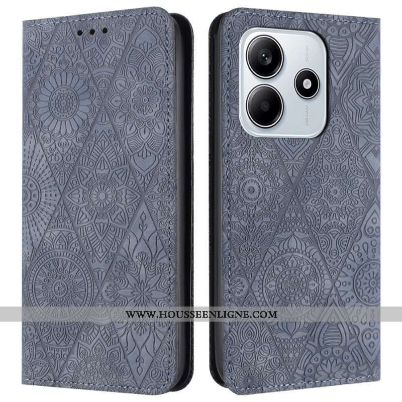 Flip Cover Xiaomi Redmi Note 14 5G Style Ethnique à Lanière