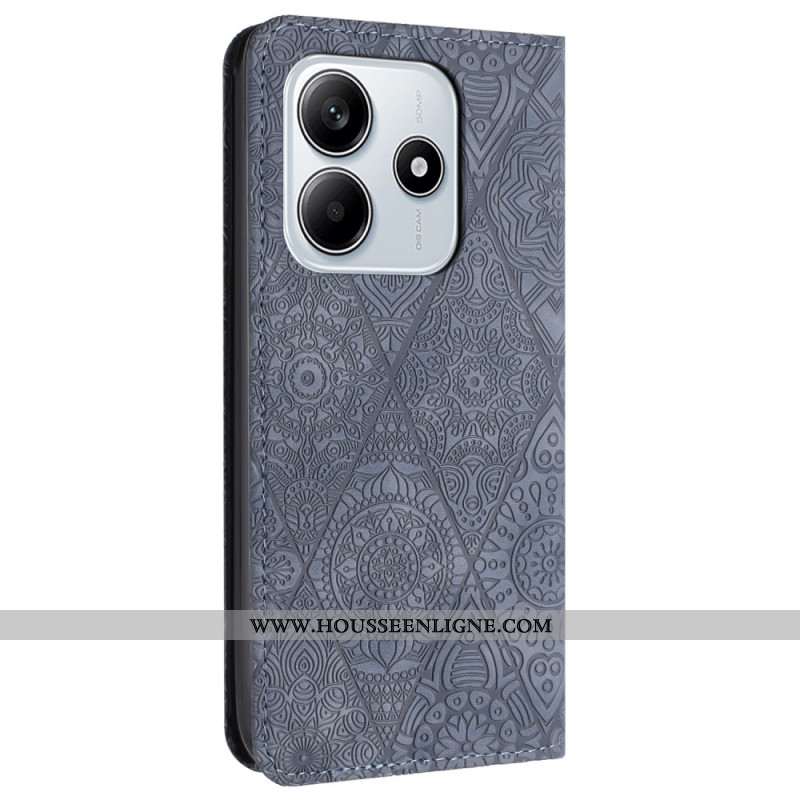 Flip Cover Xiaomi Redmi Note 14 5G Style Ethnique à Lanière