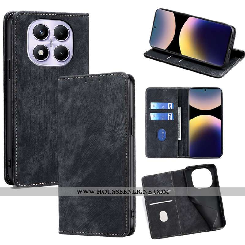 Flip Cover Xiaomi Redmi Note 14 Pro 4G Portefeuille RFID Effet Daim