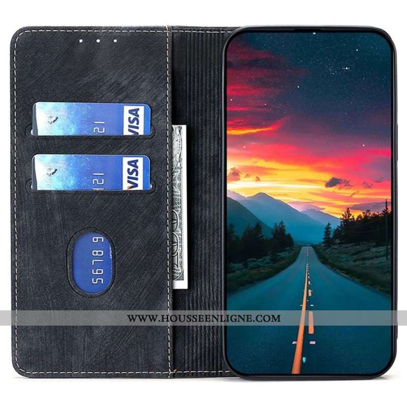 Flip Cover Xiaomi Redmi Note 14 Pro 4G Portefeuille RFID Effet Daim