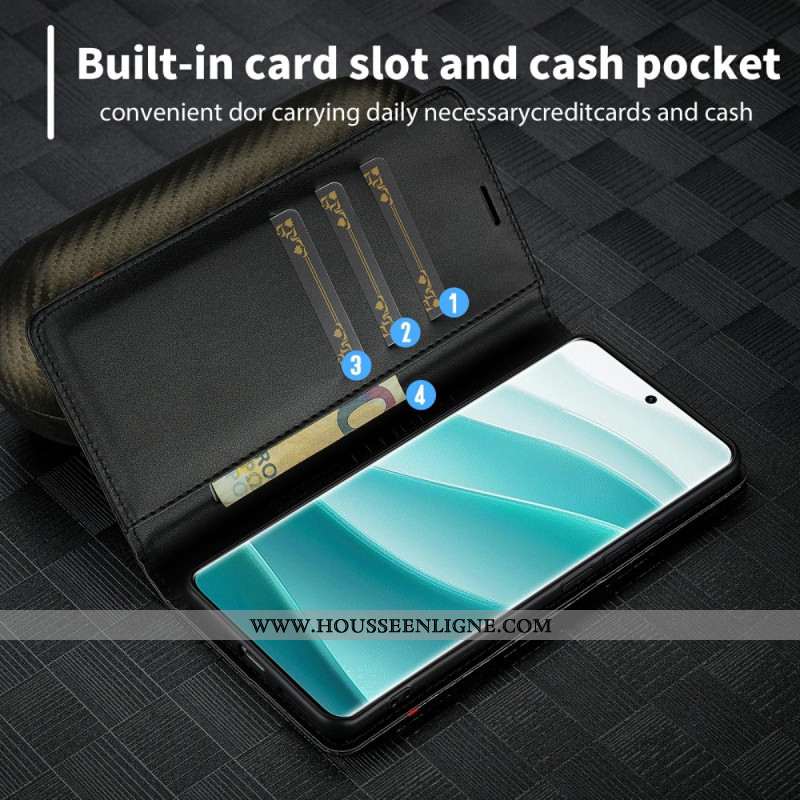 Flip Cover Xiaomi Redmi Note 14 Pro 4G Texture Fibre Carbone