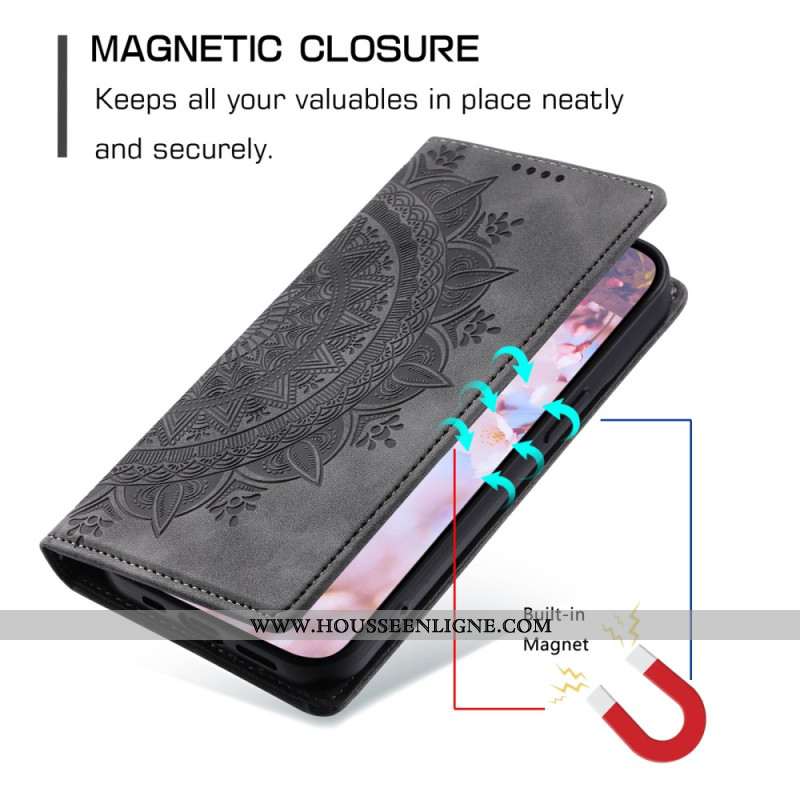 Flip Cover Xiaomi Redmi Note 14 Pro Plus 5G / 14 Pro 5G / Poco X7 Effet Daim Mandala