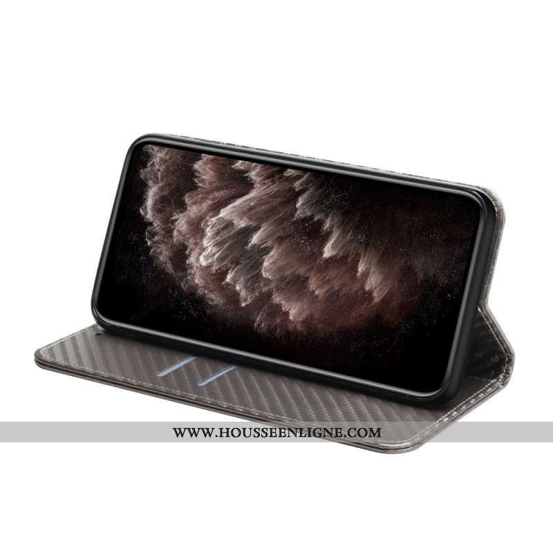 Flip Cover Xiaomi Redmi Note 14 Pro Plus 5G / 14 Pro 5G / Poco X7 Fibre Carbone à Lanière