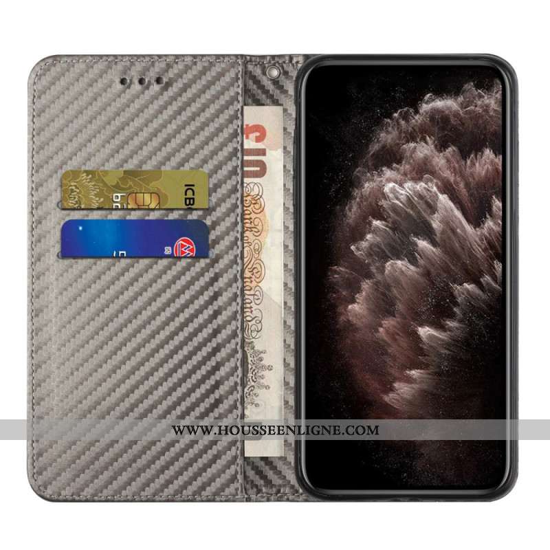 Flip Cover Xiaomi Redmi Note 14 Pro Plus 5G / 14 Pro 5G / Poco X7 Fibre Carbone à Lanière