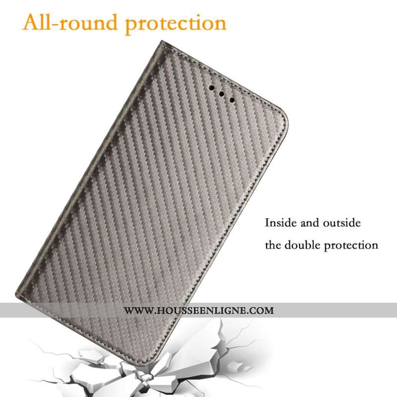 Flip Cover Xiaomi Redmi Note 14 Pro Plus 5G / 14 Pro 5G / Poco X7 Fibre Carbone à Lanière