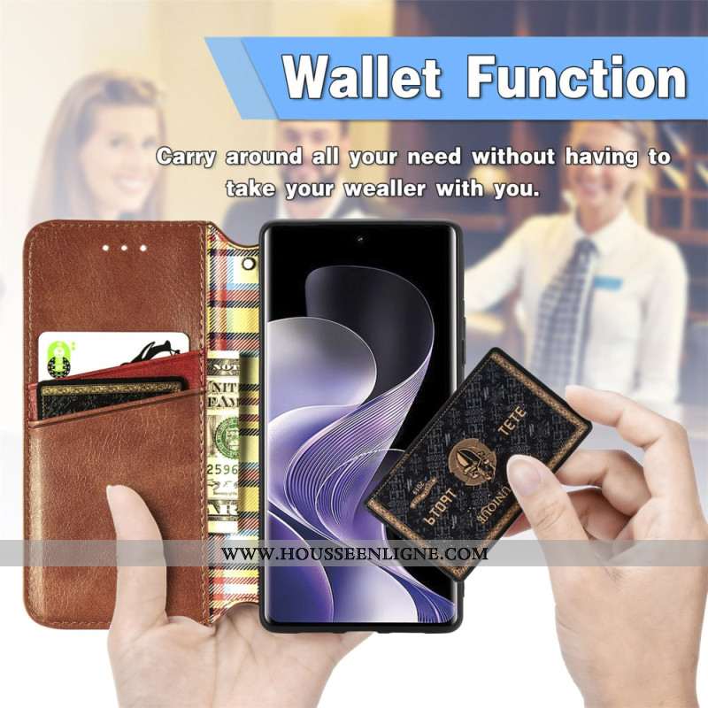 Flip Cover Xiaomi Redmi Note 14 Pro Plus 5G Effet daim Frise