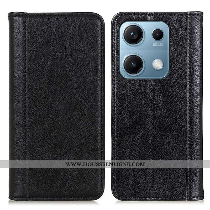 Flip Cover Xiaomi Redmi Note 14S Cuir Litchi Fendu