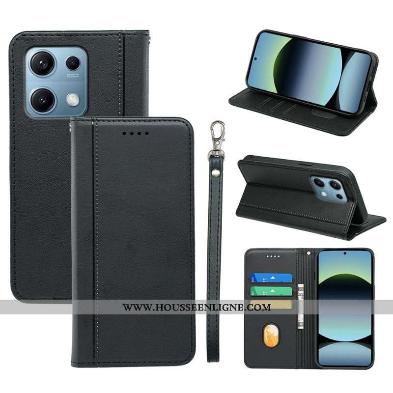 Flip Cover Xiaomi Redmi Note 14S Liseré à Lanière