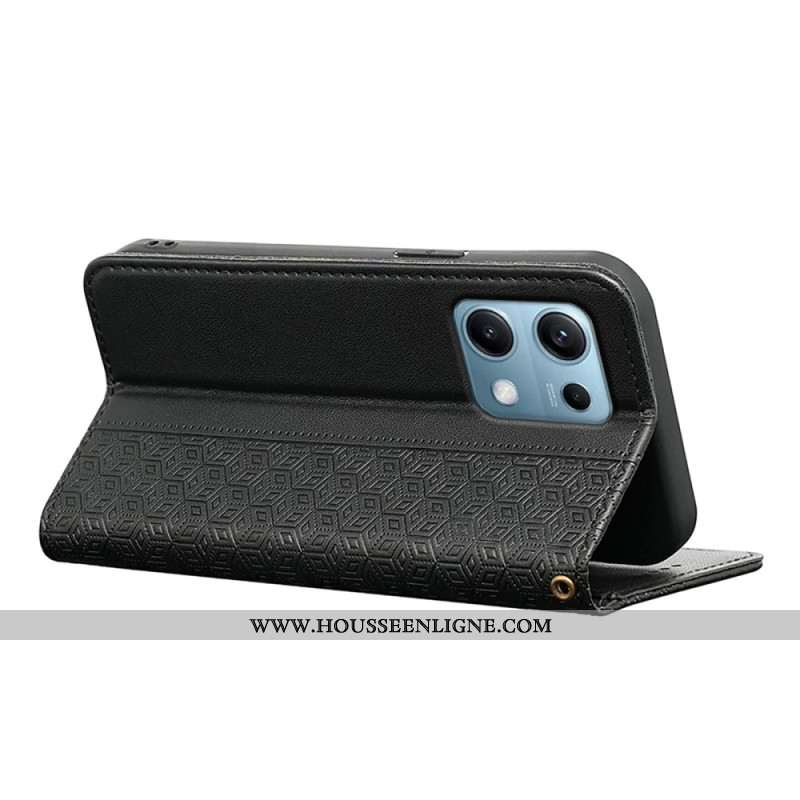 Flip Cover Xiaomi Redmi Note 14S Motif Quadrillé à Lanière