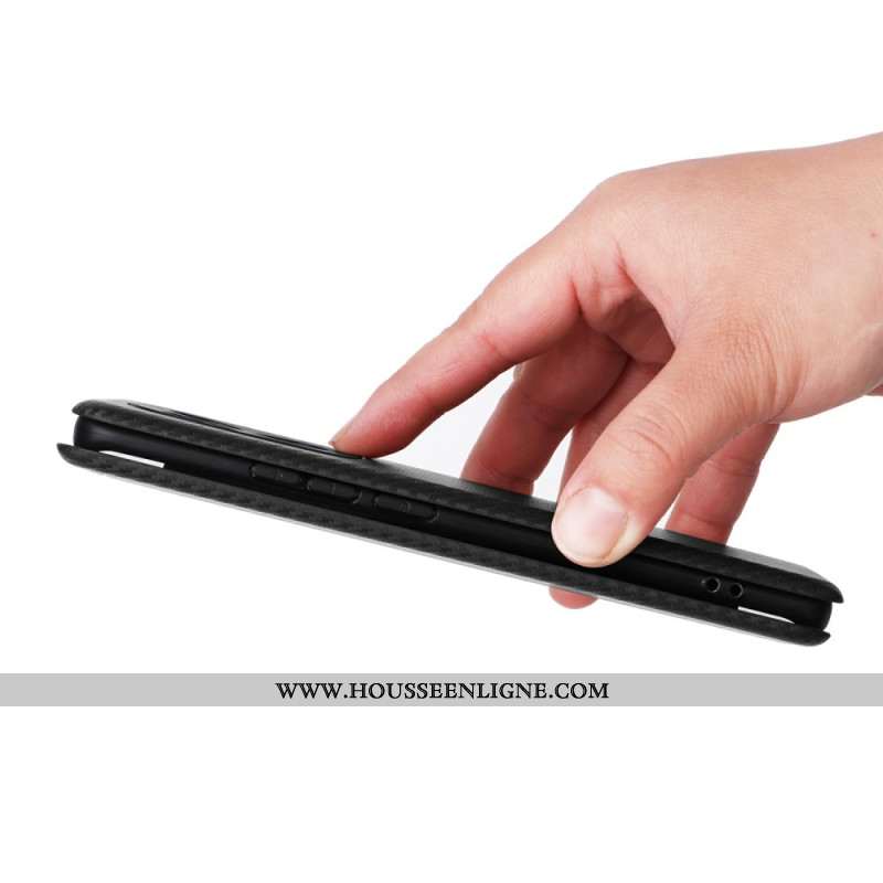 Flip Cover Xiaomi Redmi Note 15 5G / 4G / Poco M8 5G Texture Fibre de Carbone Antichoc
