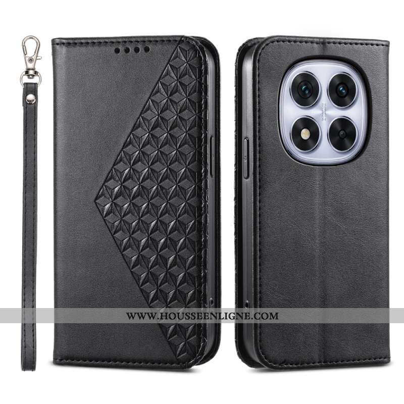 Flip Cover Xiaomi Redmi Note 15 Pro 5G Impression Losanges à Lanière