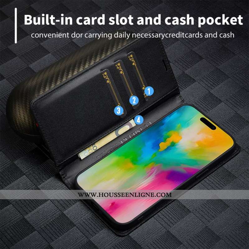 Flip Cover iPhone 17 Fibre Carbone LC.IMEEKE