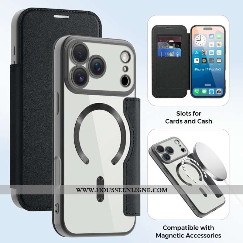 Flip Cover iPhone 17 Pro Compatible MagSafe avec Blocage RFID