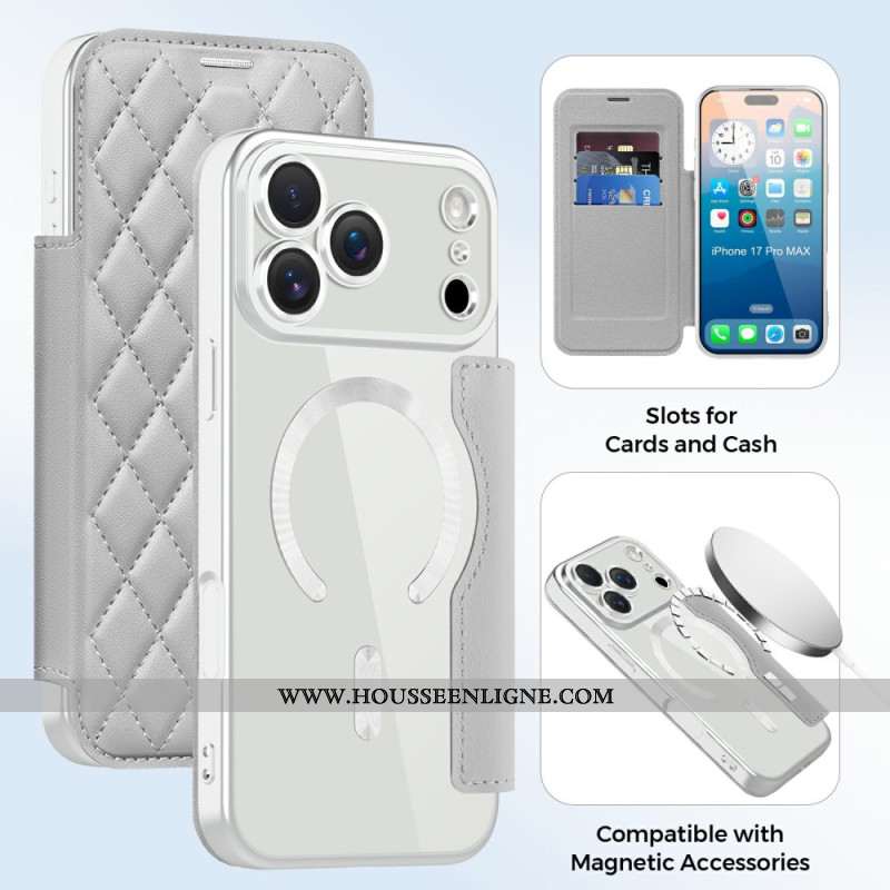 Flip Cover iPhone 17 Pro Max Compatible MagSafe Matelassée