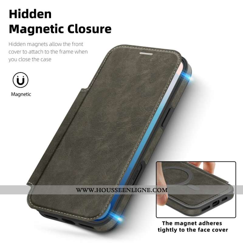 Flip Cover iPhone 17 Pro Max Compatible MagSafe avec Porte-Cartes RFID