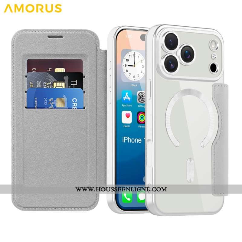 Flip Cover iPhone 17 Pro Max Compatible MagSafe avec Porte-Cartes RFID