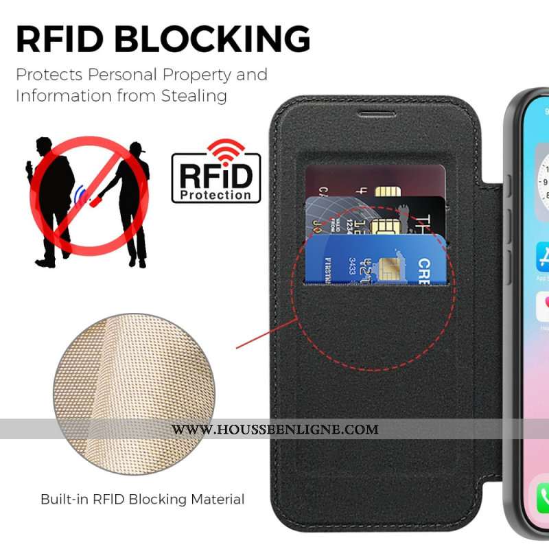 Flip Cover iPhone Air Compatible MagSafe avec Blocage RFID