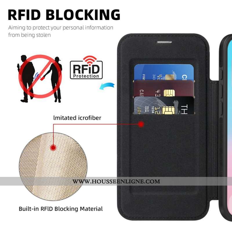 Flip Cover iPhone Air Compatible MagSafe avec Porte-Cartes RFID