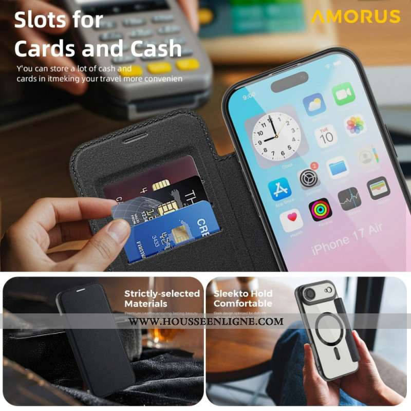 Flip Cover iPhone Air compatible MagSafe avec Porte-Cartes RFID