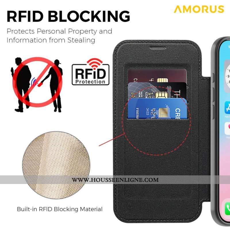 Flip Cover iPhone Air compatible MagSafe avec Porte-Cartes RFID