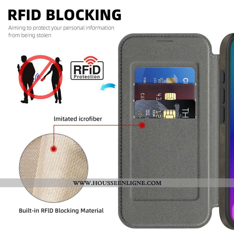 Fllip Cover iPhone 17 Compatible MagSafe Porte-Cartes RFID